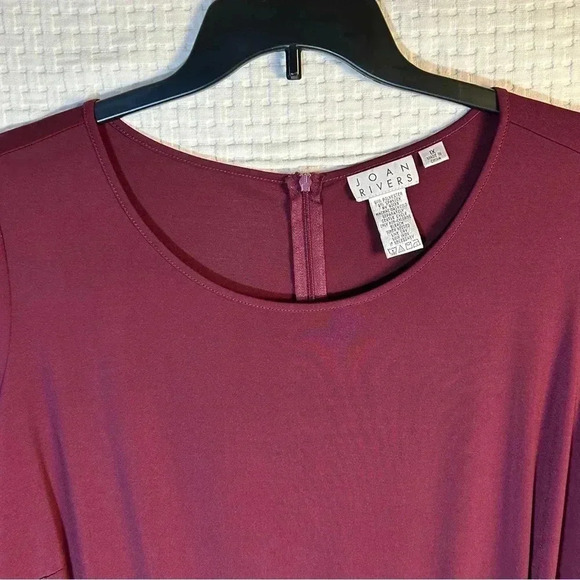 Joan Rivers Plus Size 1X Jersey Knit Jumpsuit 3/4 Slvs Back Zip Wide Leg Maroon - Picture 5 of 14
